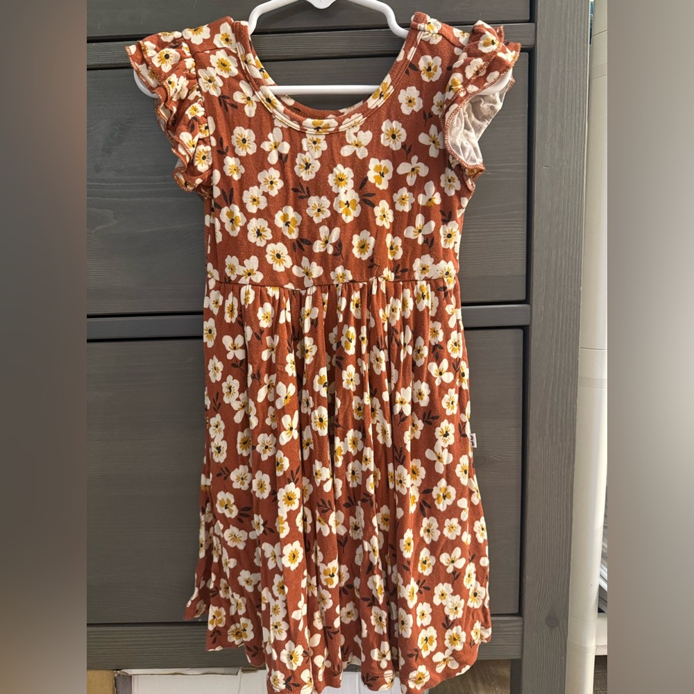 3T Mocha Blossom Flutter Little Sleepies Sleeve Twirl Dress